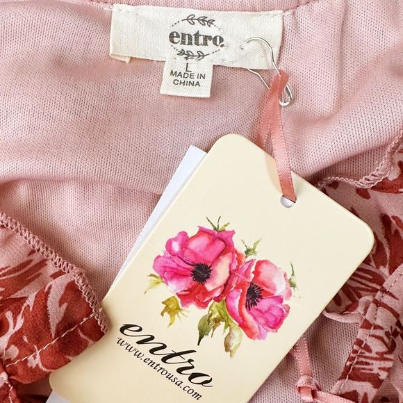 Entro Farah Mauve Floral Print Dress - Size Large - Picture 8 of 8